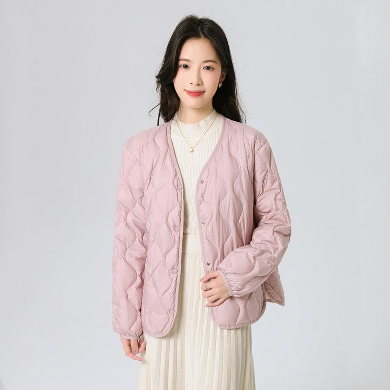 Cloud V-neck liner down jacket women's white duck down light and thin long-sleeved short light autumn and winter new gourd jacket