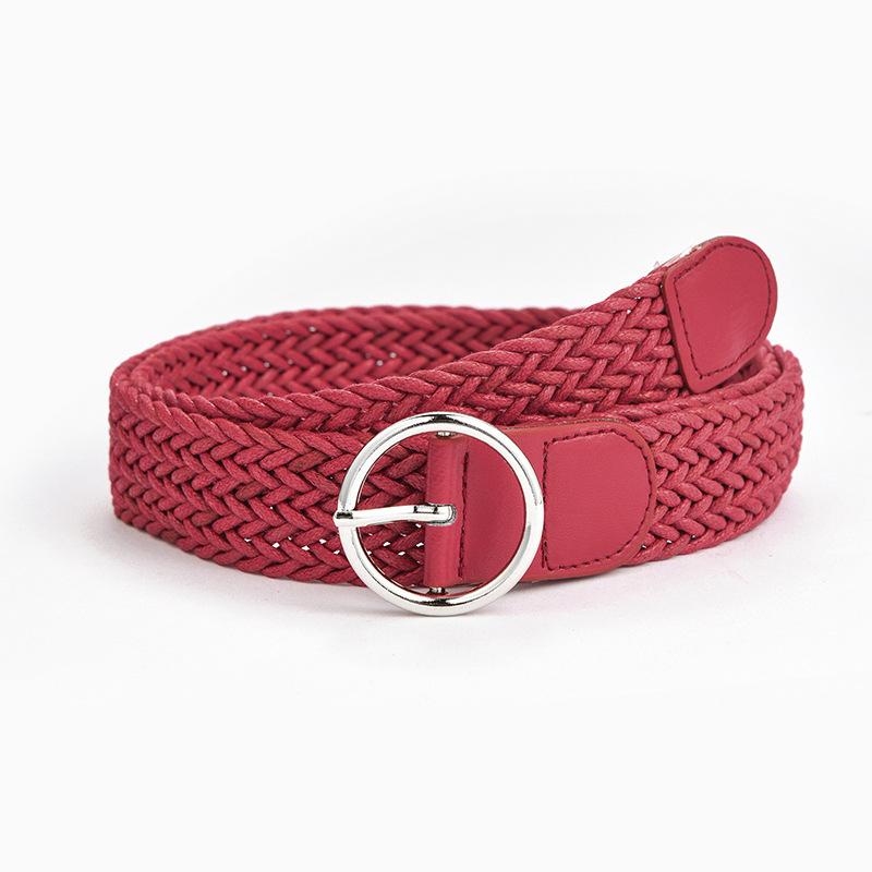 Candy Color Ladies Round Buckle Belt Retro Twist Wax Rope Braided Decorative Jeans Belt