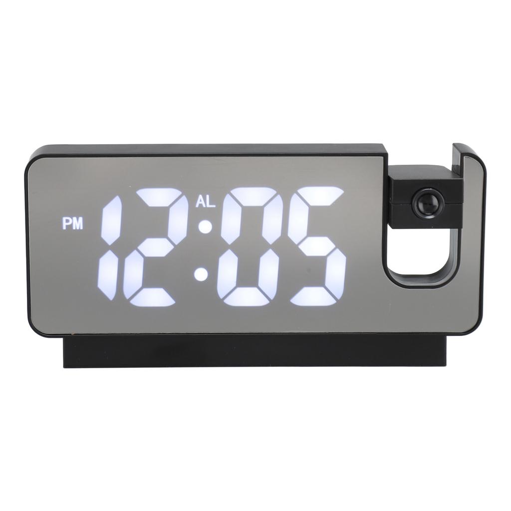 Projection Alarm Clock USB Rechargeable White Light Snooze Function Adjustable Brightness LED
