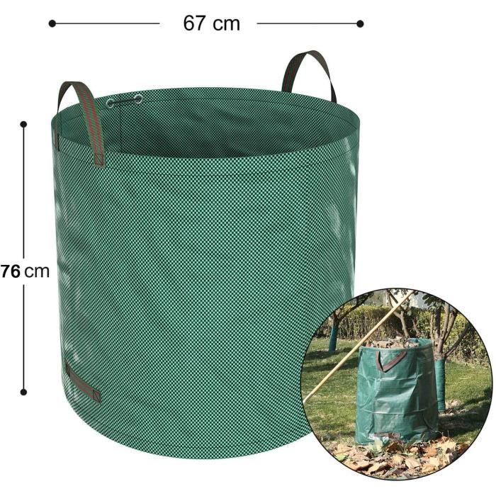 Sac de jardin - 272 L (Lot de 4) - Autoportant et pliable - Indéchirable réutilisable - 4 poignées renforcées