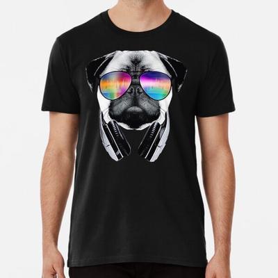Psychedelischer Mops mit Musik-Equalizer-Sonnenbrille T-Shirt S-5XL Bestes T-Shirt
