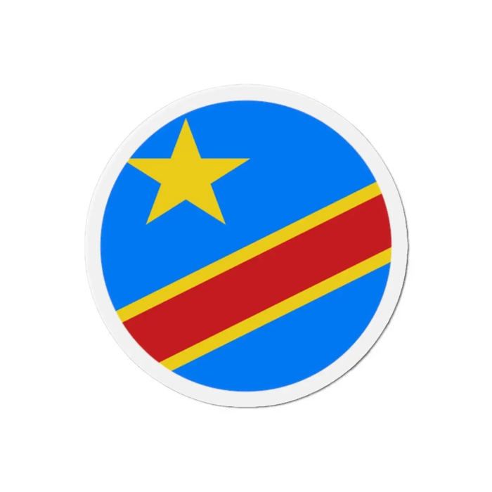 Aimant Rond - Multicolore - Drapeau République Démocratique Du Congo - 6 Cm - 50 Pièces