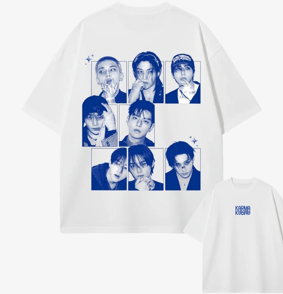 KPOP Stray Kids SKZ Karma Men's T-shirt 2026 Summer New Men's Women's Fashion Casual Cotton Oversized T-shirt Street Wear Y2K