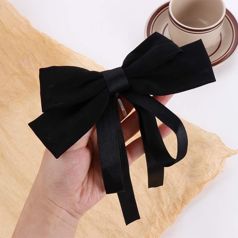 Vintage Big For Girls Satin Bow Women Hair Clips Ponytail Holder Buckle Korean Barrettes Hairpins