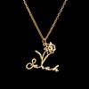 Atoztide Custom Name Necklace for Women Personalized Birth Month Flowers Stainless Steel Jewelry Choker Chain Birthday Gifts