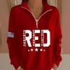 Winter 2026 American Flag Print Women's Half-Zip Hoodie