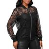 Lace Short Coat For Women Spring And Summer Thin Zipper Cardigan Long-sleeved Slim Fashion Versatile Solid Color Top