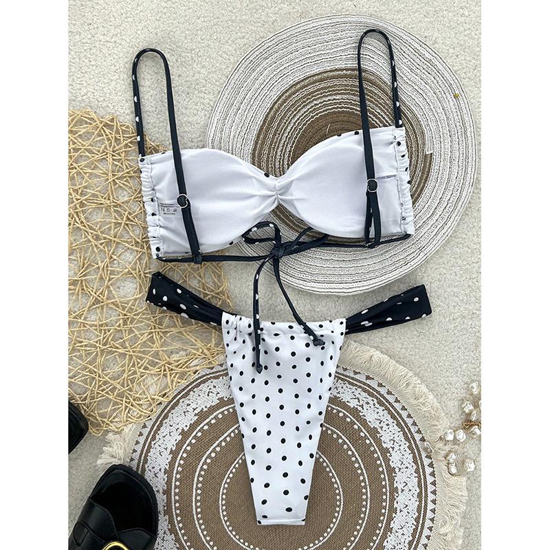 Two Piece Separate Bikinis Set Women's Swimsuit Black Swimwear New Swimming Suit With Pad Push Up Bra Set Thong Bikini Suit