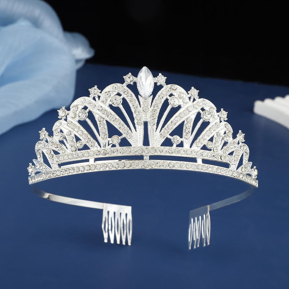 New Alloy Children's Crown Premium Princess Love Insert Comb Hair Accessories Bridal Pearl Birthday Crown