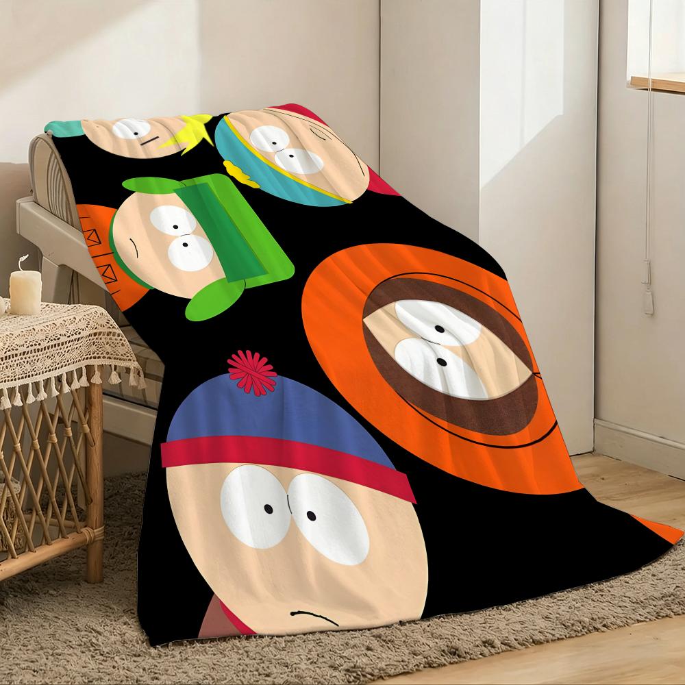 S-South Cartoon Park Throw Lightweight 240g Flannel Blanket Soft Skin-friendly for Summer Cooling