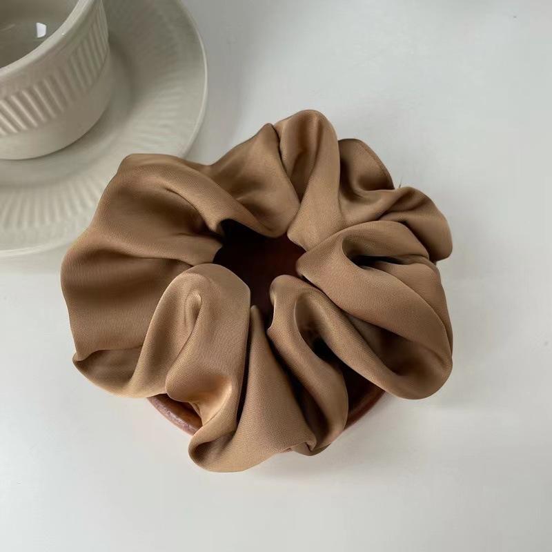 Women Solid Color Oversized Satin Silk Scrunchie Elastic Handmade Multicolor Hair Band Ponytail Holder Girls Hair Accessories