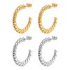 18K Gold Multi-Strand Twisted Titanium Steel C-Shaped Earrings for Women