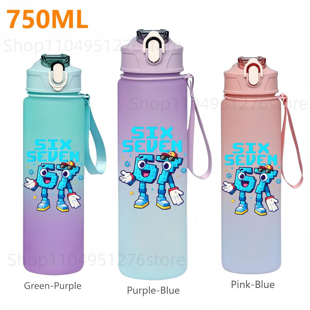 Steal Brainrot Sports Water Bottle Six Seven Leak Proof Portable Cup Outdoor Travel Gym Fitness Drinking 750ML A 67 Kid Friendly Entertaining Fun Play