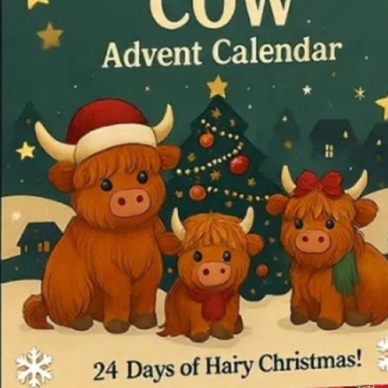 Christmas Pendant Advent Calendar Box Highland Cow 24-Day Countdown Ornament Holiday Party Decoration