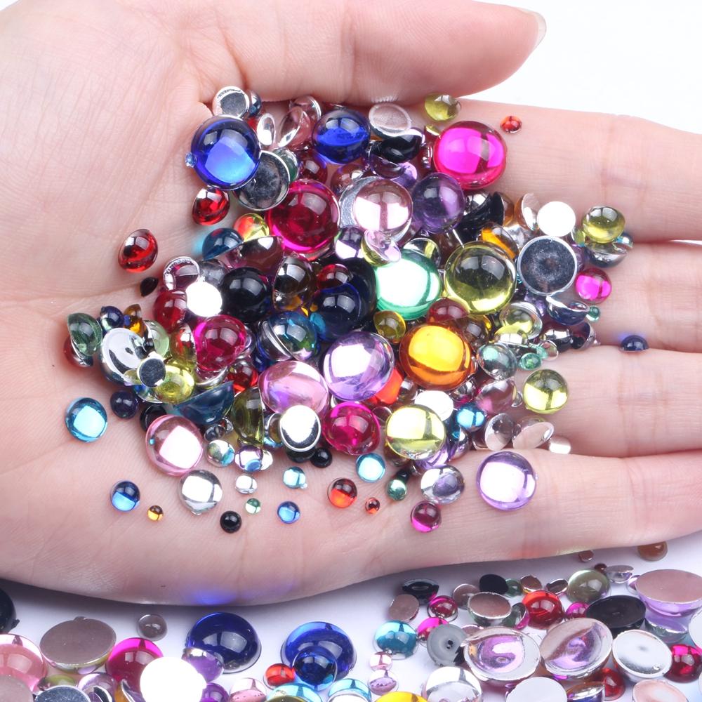 Hot Sale 2mm Half Beads Facets Flatback Glue-On Acrylic Rhinestones 2000pcs DIY Craft Backpack Garment Accessories Loose NIZI 2mm 2000pcs