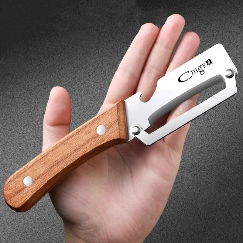 Stainless Steel Peeler With Wooden Handle For Peeling And Slicing Fruits And Vegetables | Durable And Smooth Operation