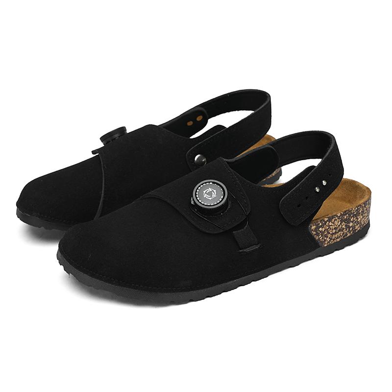 Fashion 2025 New Men's PU Leather Sandals Breathable Soft Sole Slip-On Beach Shoes for Summer Lightweight Walking Sandals Non-Slip Flats