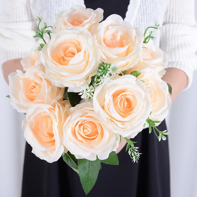 Head Artificial Ten Rose Flowers For Weddings Home Decor And Decoration Hotel