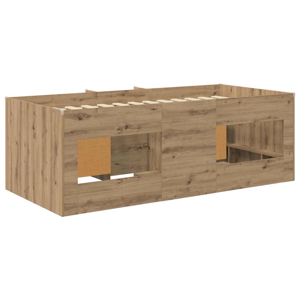 Loft Bed Frame with Wardrobe 3 pcs. Artisan Oak Engineered Wood