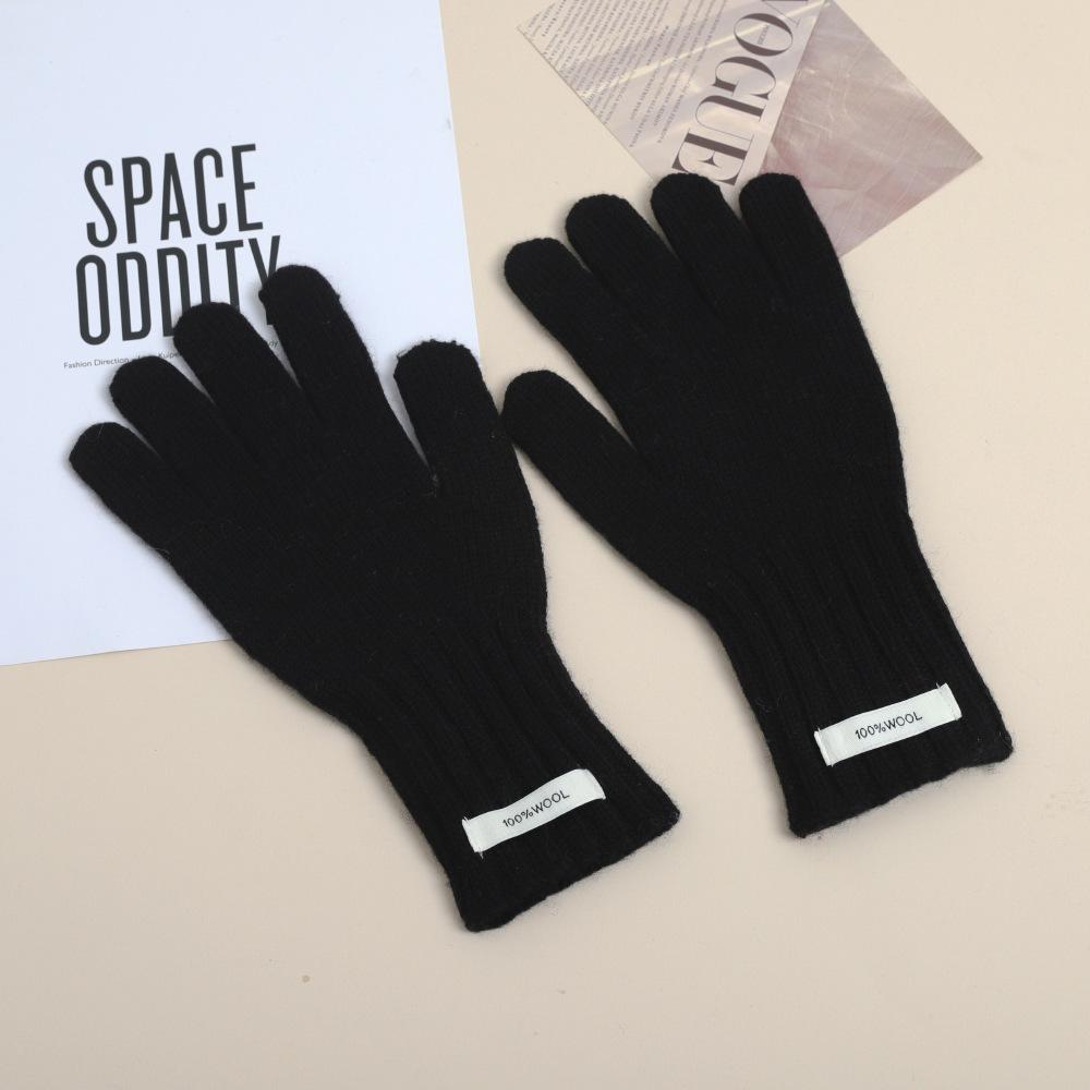 New Winter Solid Color Wool Retro Knitted Gloves with Fingers Exposed Touch Screen Atmosphere Keep Warm and Cold