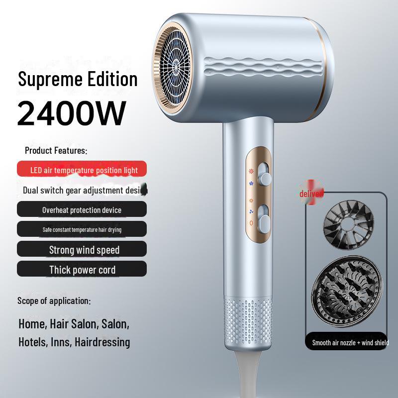 

Высокоскоростной фен с отрицательными ионами для быстрой сушки волос с постоянной температурой для дома и общежития V10 air nozzle + wind shield синий