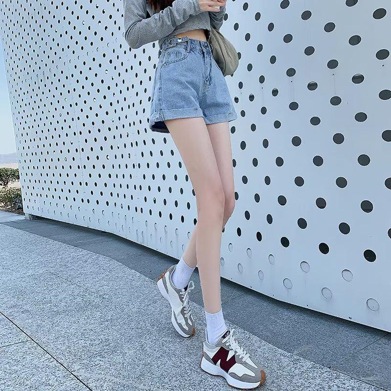 High-Waisted Women's Summer Denim Shorts, Loose-Fit A-Line, Plus Size, Wide-Leg Design