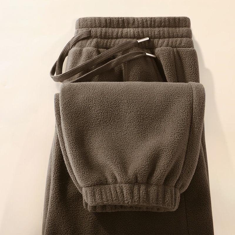 Fable Zware Dubbelzijdige Ao-korrelige Fleece Heren en Dames Zelfde Stijl Winter Plus Fluweel Broek Losse Grote Maat Strikbroek Warme Casual Broek 3XL