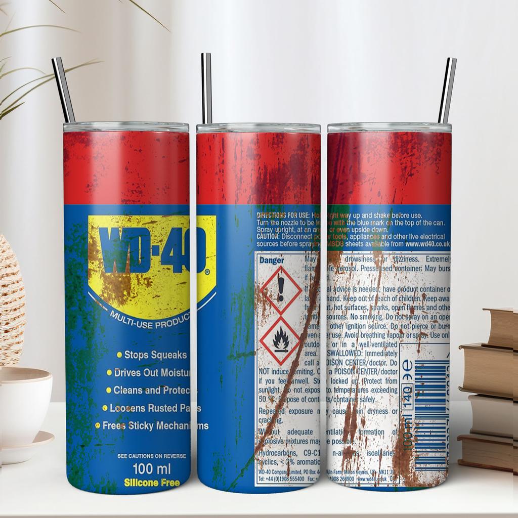IM-OLD/WD-40 Themen Edelstahlbecher-Set, 20 oz, Isolierte Reisebecher mit Strohhalmen