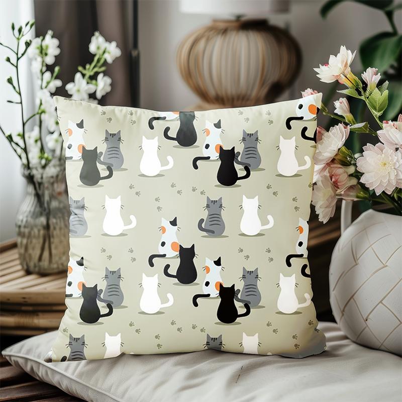 1 Pieces Cute Cat Pattern Throw Pillow In Neutral Tones Polyester pillowcase, sofa decorative cushion cov Headboard Pillow