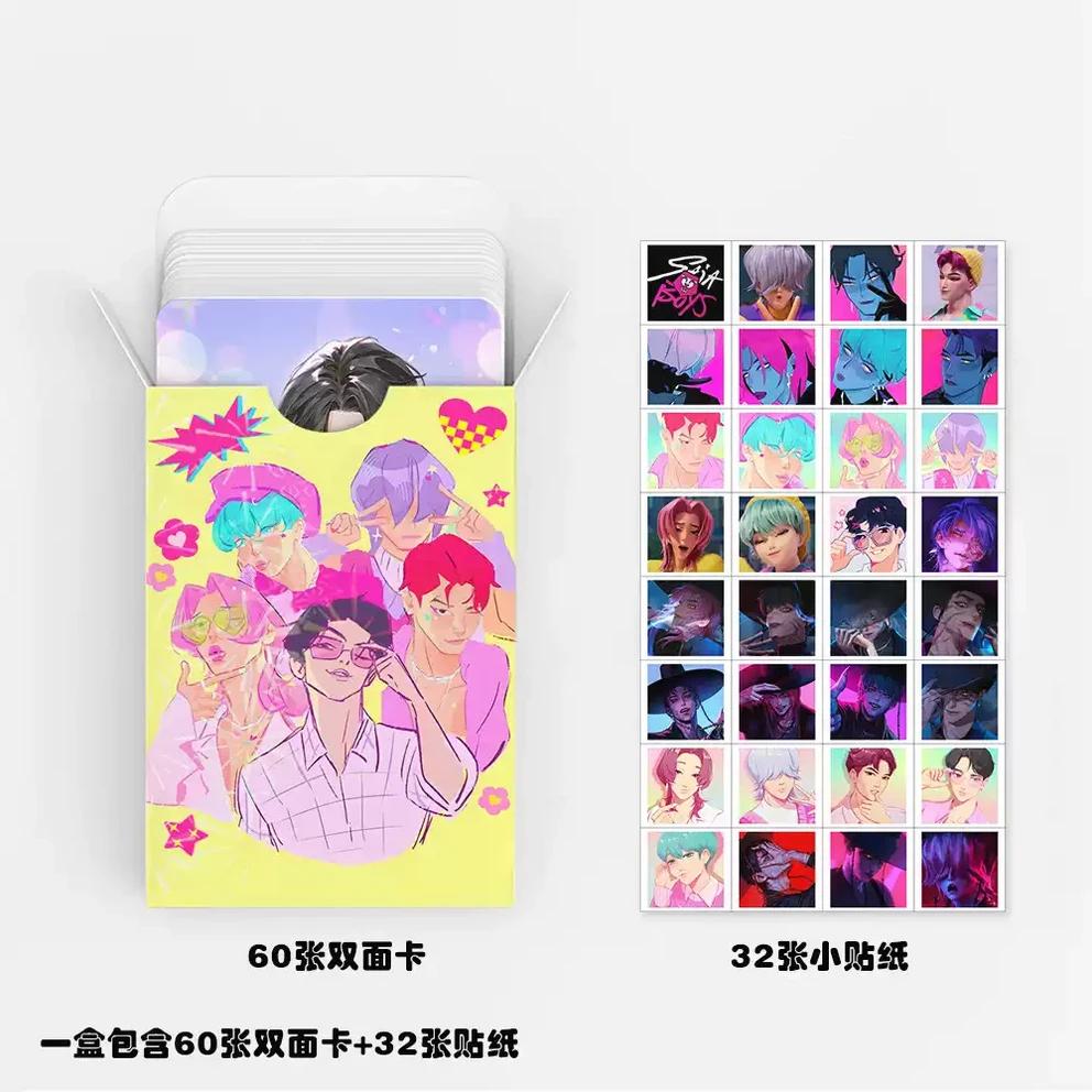 2025NEW K-pop Demon Hunters Lion Boys Photocards (60 Sheets + 32 Stickers)