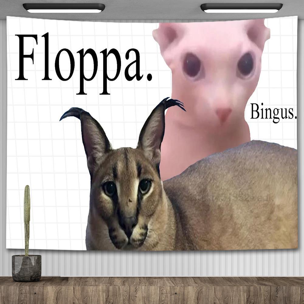 Communism Floppa Tapestry Wall Hanging Kawaii Big Floppa Cat Meme Tapestrys Macrame Aesthetic Home Decoration Party Backdrops