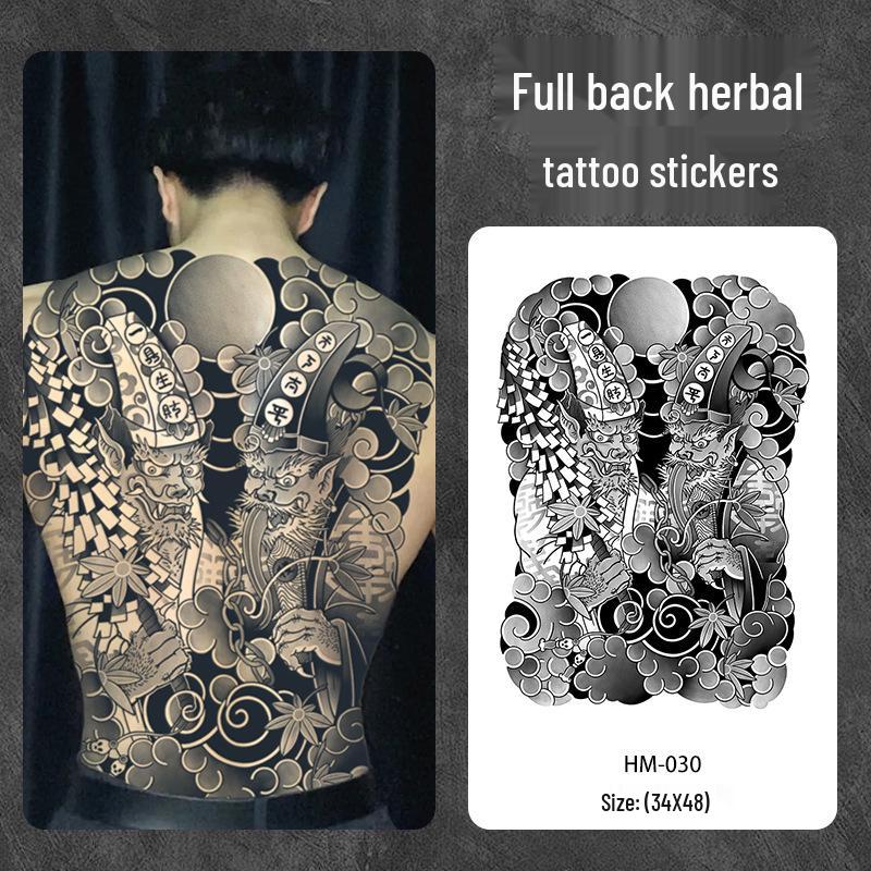 Wasserdichter semi-permanenter Vollrücken-Kräuter-Tattoo-Aufkleber - Langlebiges, realistisches Design für Männer und Frauen