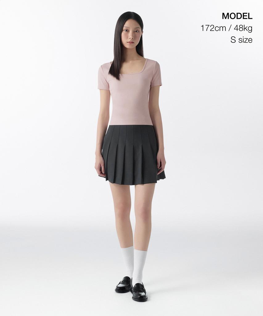 MUSINSA STANDARD WOMAN Women'S Slim Square Neck T-Shirt [Desert Pink]