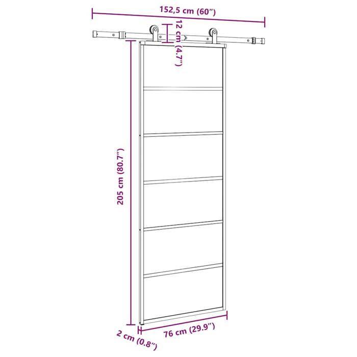 VidaXL Porte coulissante avec kit de quincaillerie 76x205 cm Verre ESG, porte coulissante sur rail, porte coulissante 3332827