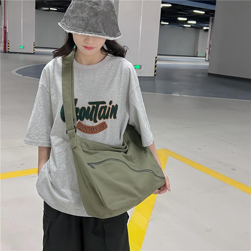 Casual canvas tote bag women's new college students class simple shoulder bag large capacity versatile messenger bag