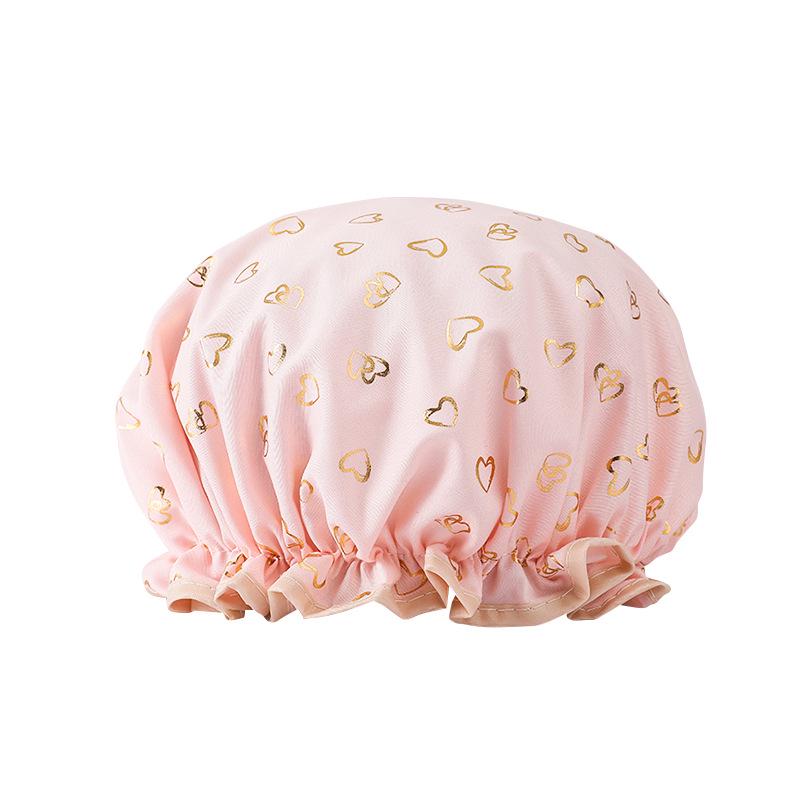 Waterproof Double-Layer Polyester Cotton Shower Cap for Women