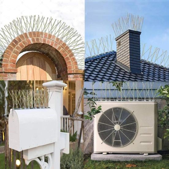 Roestvrijstalen Vogelprikkers met UV-Bestendige Basis Anti-Vogel Afweer Kit voor Daken Balkons Randen Op Zonne-energie Werkende Vogelverjager