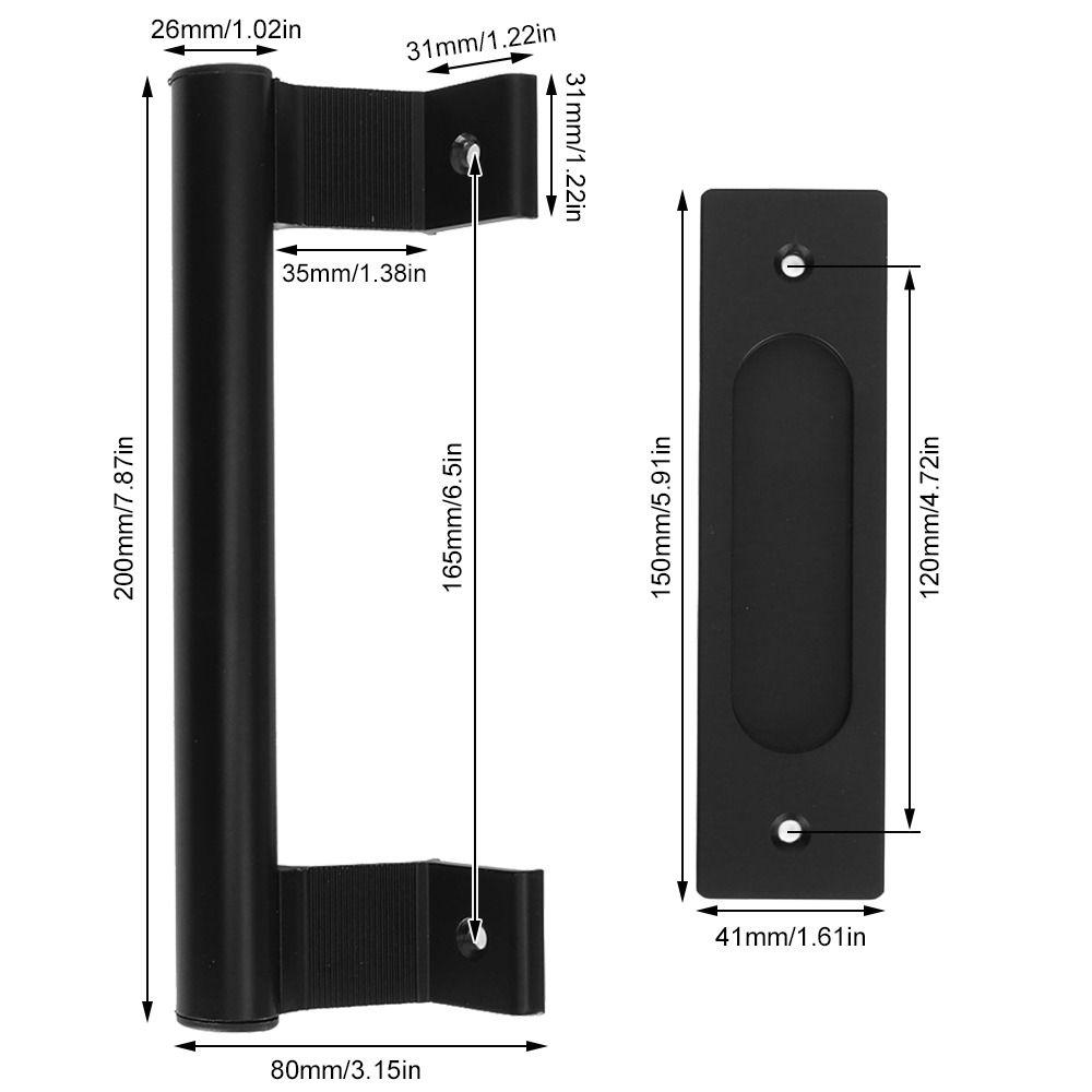 Black Barn Door Handle Durable Glass Door Pull Modern Sliding Door Handle  Balcony
