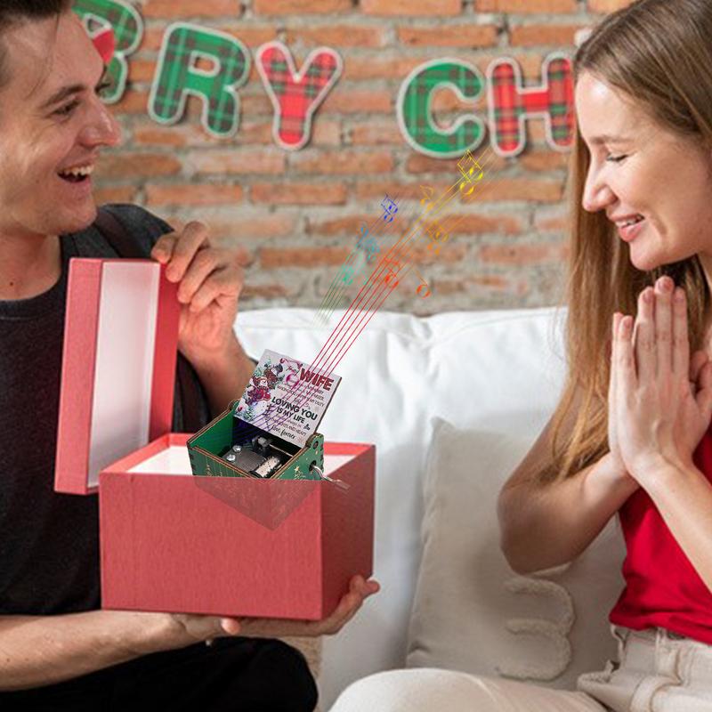 Hot Wooden Hand Crank Music Box Fantastic Christmas Music Box Wooden Carved Music Boxes Christmas Birthday Gift Home Decor