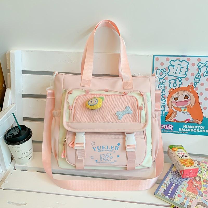 Schoolbag Japanese new cute little fresh girl make-up bag junior high school student college wind dopamine contrasting backpack