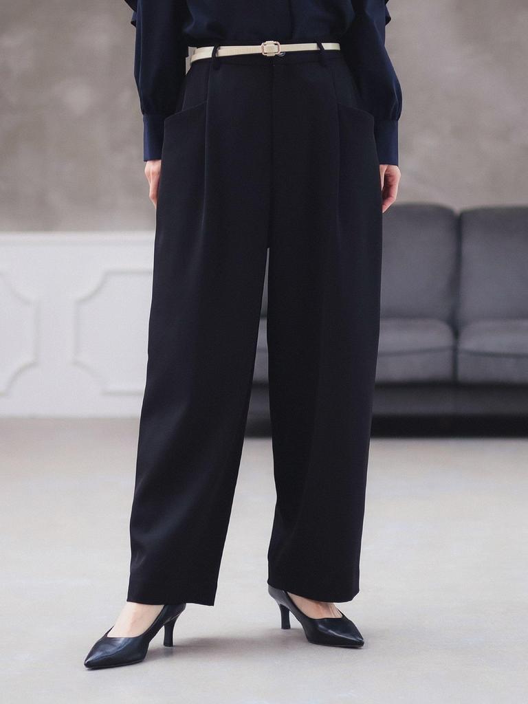 B:MING LIFE STORE by BEAMS Women's Wide Pocket Tuck Pants (Size S-M) Black