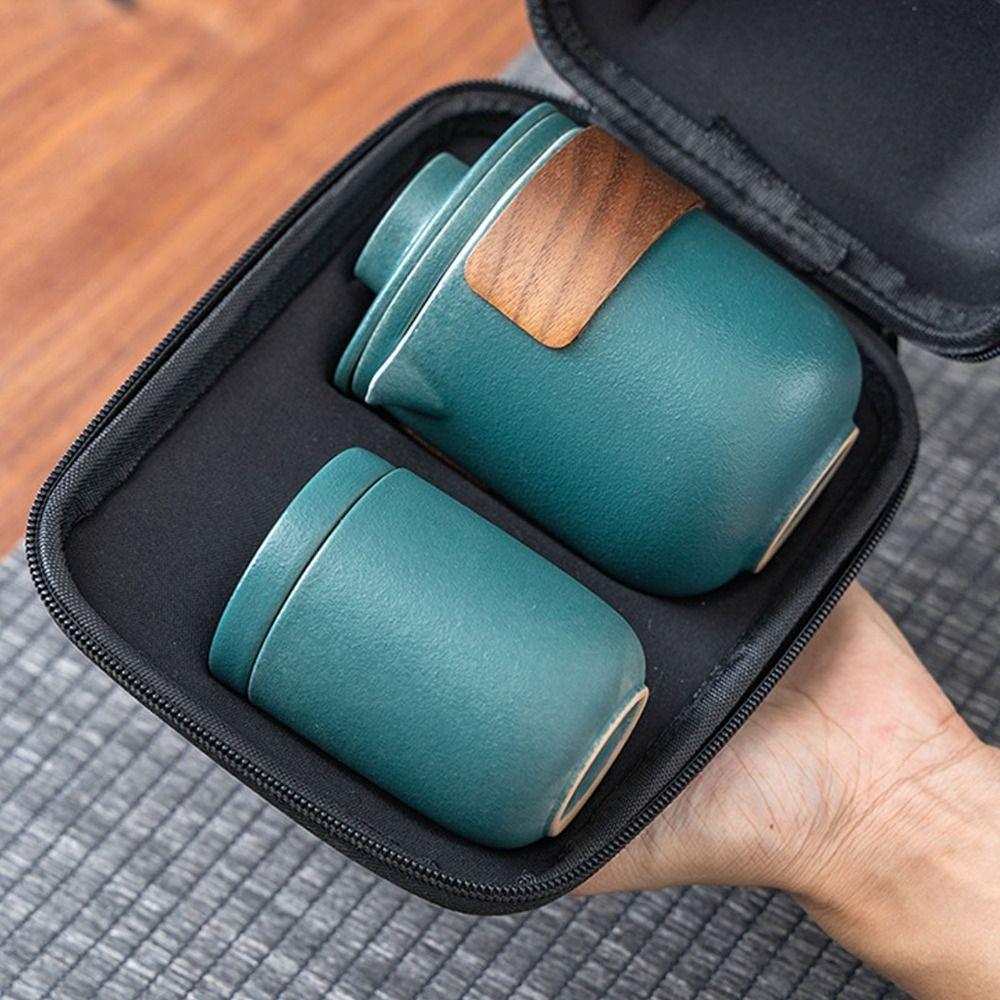 Langlebiges Anti-Verbrennungs-Reise-Teeset Mini mit Aufbewahrungstasche Teefilter-Set Tragbare Keramikkanne für den Außenbereich