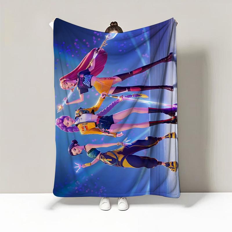 

K Pop Demon Hunters Warmth Flannel Blanket Cover Soft Multifunctional Decorative Blanket Universal Blankets Holiday Gifts 75x100cm