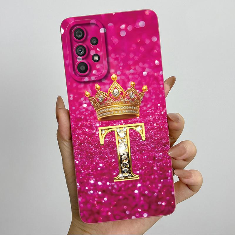 Phone Case for Samsung Galaxy A72 A52 A52S 4G 5G Liquid Silicone Soft Shockproof Lens Protective Cover Luxury Crown Letter Cases