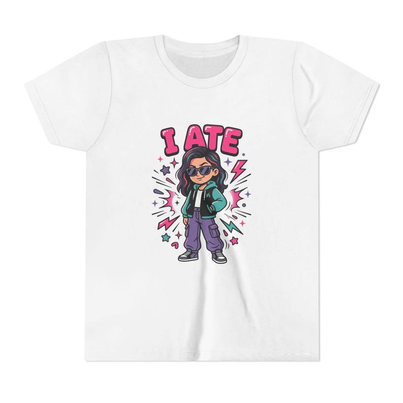 I ATE Kid Tee | Cartoon Girl Candy Snack Graphic, Toddler T-Shirt 140