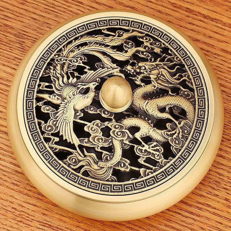 Hongjian Brass Dragon & Phoenix Incense Burner
