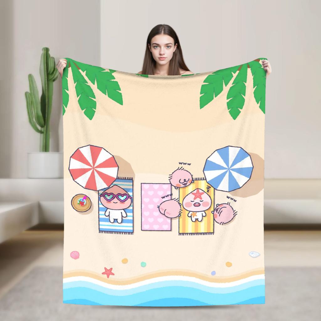 KKakaos FFriends Cartoon Blankets Flannel Printed Breathable UltraSoft Throw Blanket for Sofa Car Bedspreads