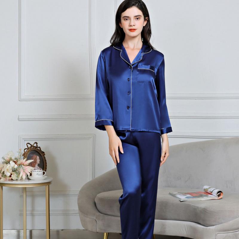 Women's Silk Pajama Set: Long Sleeve Two-Piece, 100% Mulberry Silk, Versatile for Home or Outdoors, Spring/Summer Style