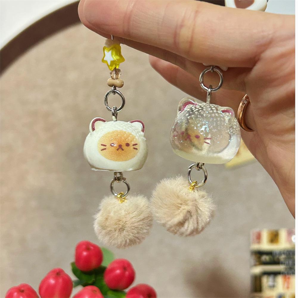 Cute Fluffy Kitten Doll Bag Charm Delicate Charm Sweet Lucky Cat Phone Chains Pendant Car Trinkets Accessories Bag Charm