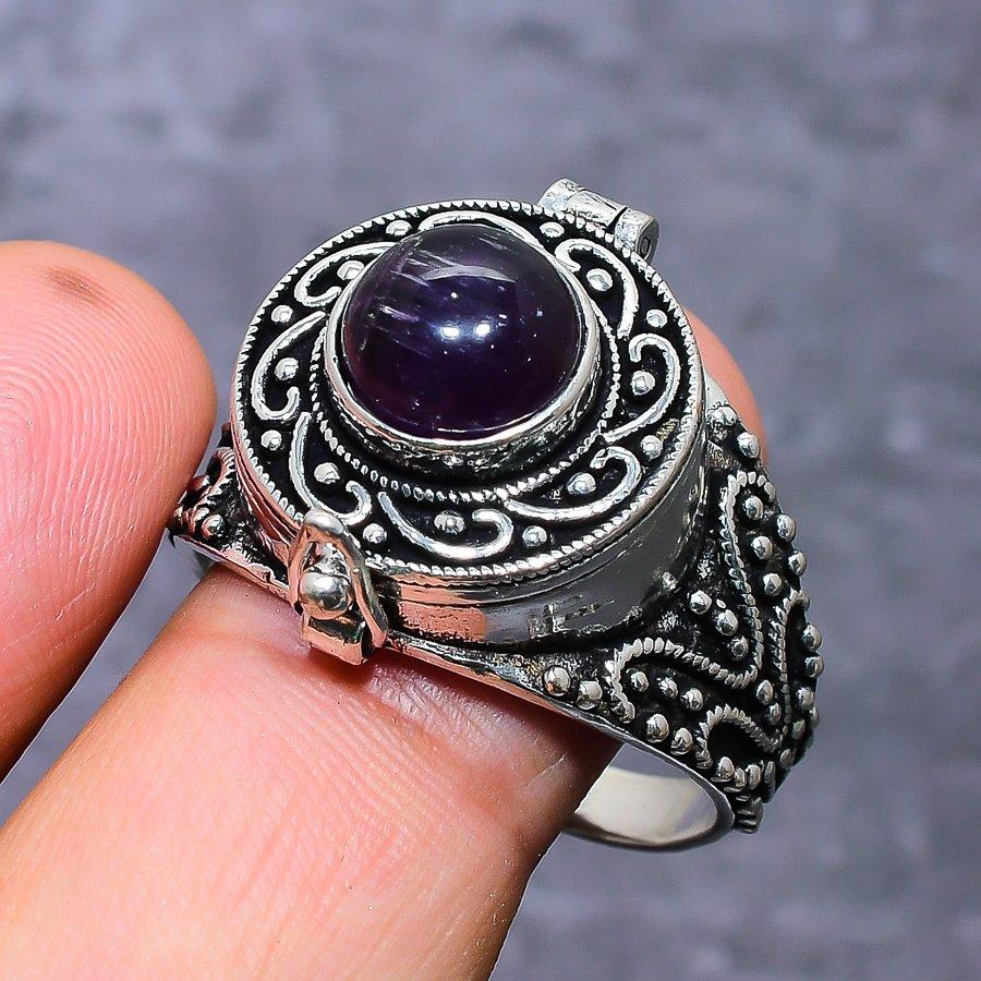 Natural Amethyst Gemstone 925 Sterling Silver Jewelry Ring Size 13.5 O1I15
